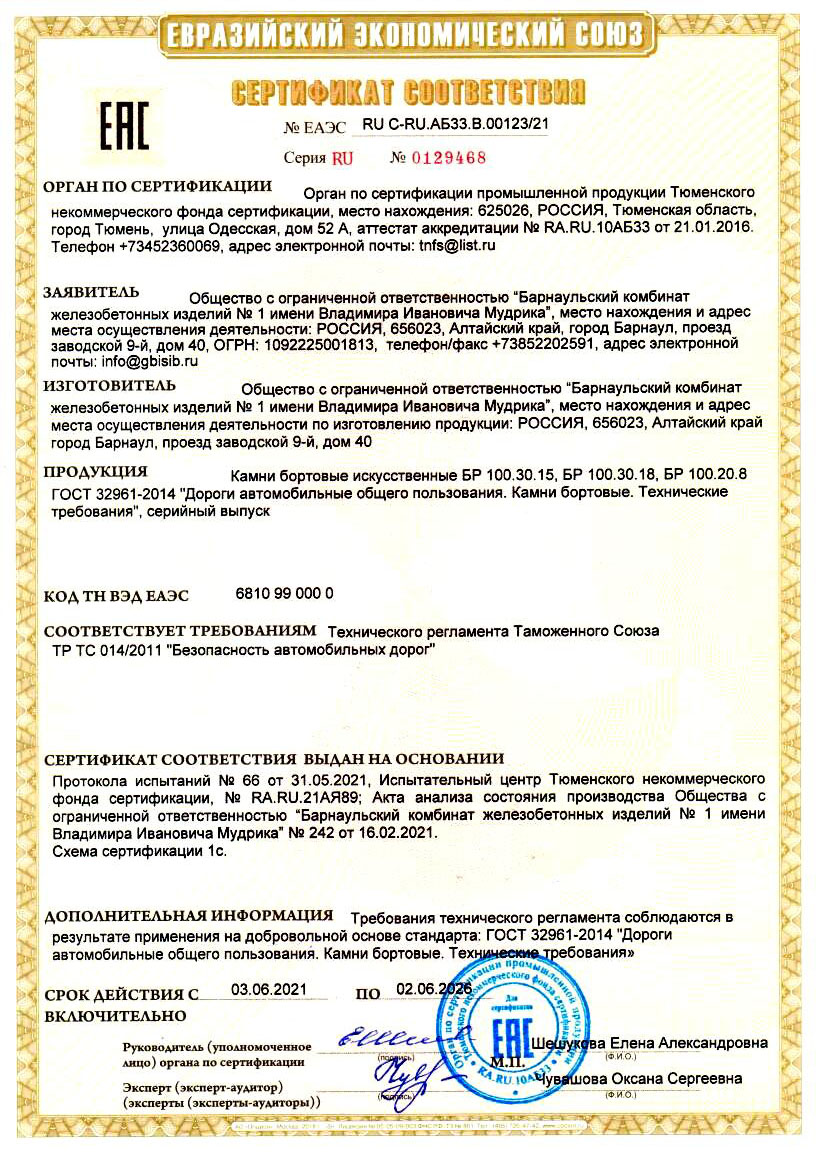 Сертификат соответствия RU C-RU.АБ33.B.00123/21